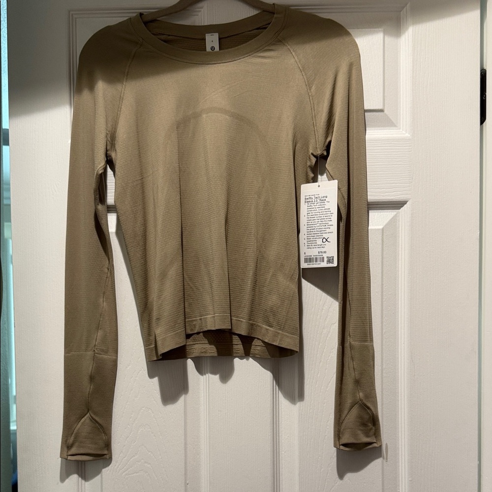 Lululemon Long Sleeve Cropped Crewneck Top - color-sheer oak